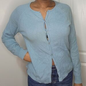 Women's Blue Button-Up Sweater
